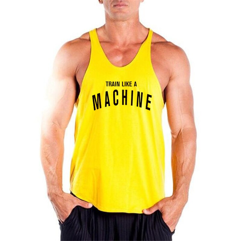 Gym Mens Tank Top Vest Muscle Fashion Sleeveless Stringer Brand Back Clothing Bodybuilding Singlets Fitness Workout Sports Shirt