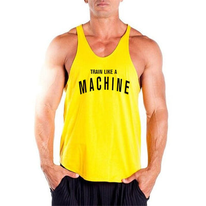 Gym Mens Tank Top Vest Muscle Fashion Sleeveless Stringer Brand Back Clothing Bodybuilding Singlets Fitness Workout Sports Shirt