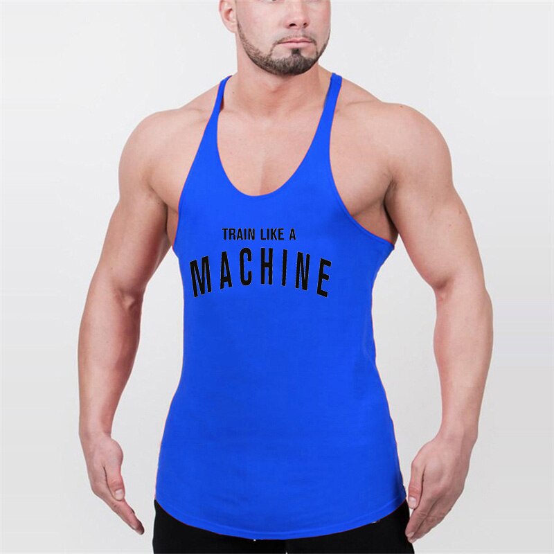 Gym Mens Tank Top Vest Muscle Fashion Sleeveless Stringer Brand Back Clothing Bodybuilding Singlets Fitness Workout Sports Shirt