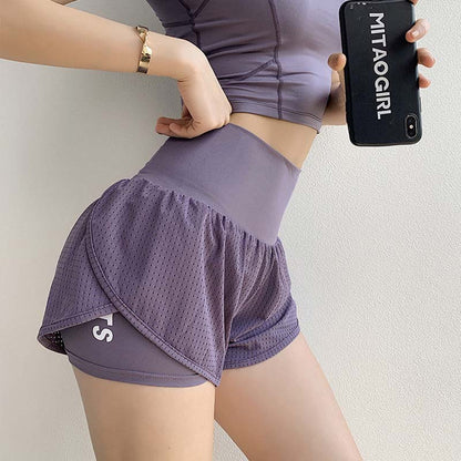 Women Mesh  Yoga Shorts Summer High Waist Running Shorts  Quick Dry Gym Loose Wide Leg Fitness Shorts Gym clothing