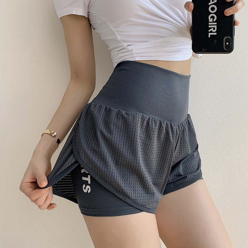 Women Mesh  Yoga Shorts Summer High Waist Running Shorts  Quick Dry Gym Loose Wide Leg Fitness Shorts Gym clothing