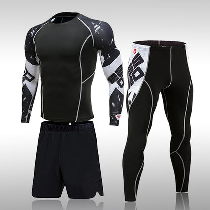 Man Compression Sports Suit Quick Drying Perspiration Fitness Training MMA Kit Rashguard Male Sportswear Jogging Running Clothes