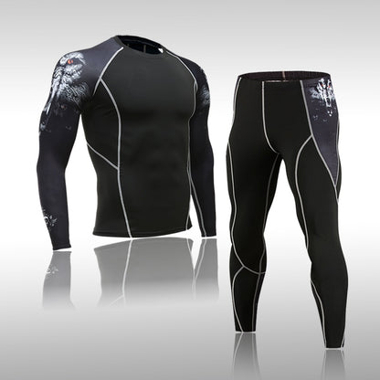 Man Compression Sports Suit Quick Drying Perspiration Fitness Training MMA Kit Rashguard Male Sportswear Jogging Running Clothes