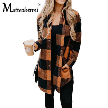 Women Autumn Long Sleeve Blouse Shirts Vintage Loose Female Plaid Printing Blouse Shirts Casual Street Lady Korean Oversized Top