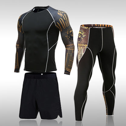 Man Compression Sports Suit Quick Drying Perspiration Fitness Training MMA Kit Rashguard Male Sportswear Jogging Running Clothes