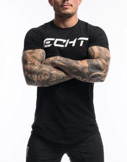 Men's Fashion T Shirt Men Tops Summer Fitness Bodybuilding Clothes Muscle Male Shirts Cotton Slim Fit Tees