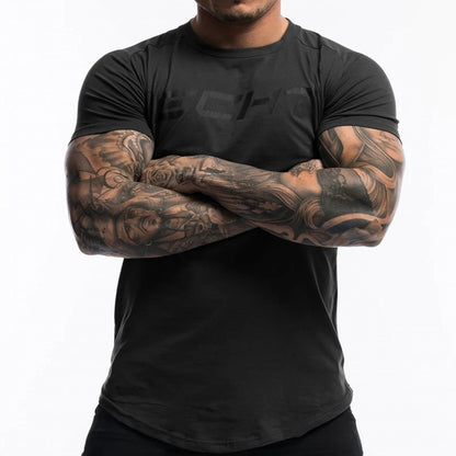 Men's Fashion T Shirt Men Tops Summer Fitness Bodybuilding Clothes Muscle Male Shirts Cotton Slim Fit Tees