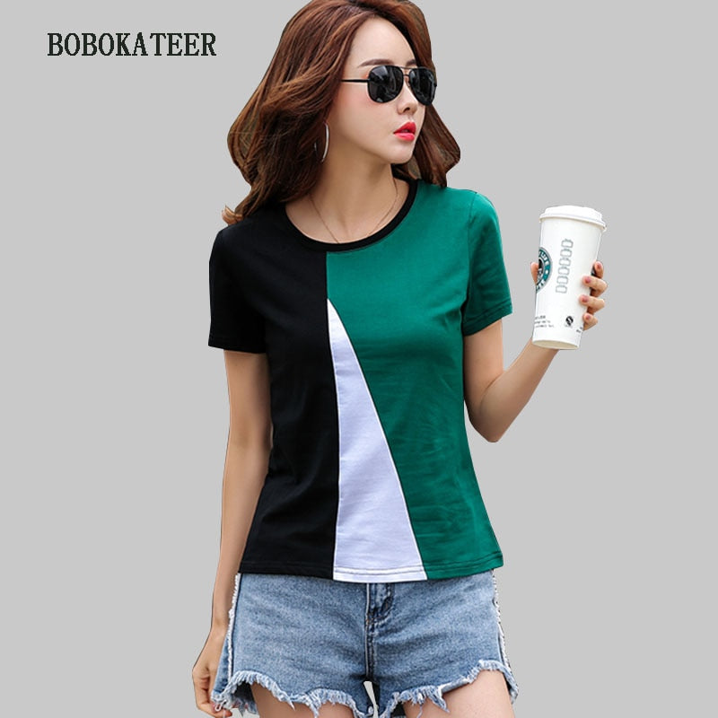 BOBOKATEER camisetas mujer verano 2023 cotton t shirt women clothing casual t-shirt o-neck tshirts summer tops tee shirt femme