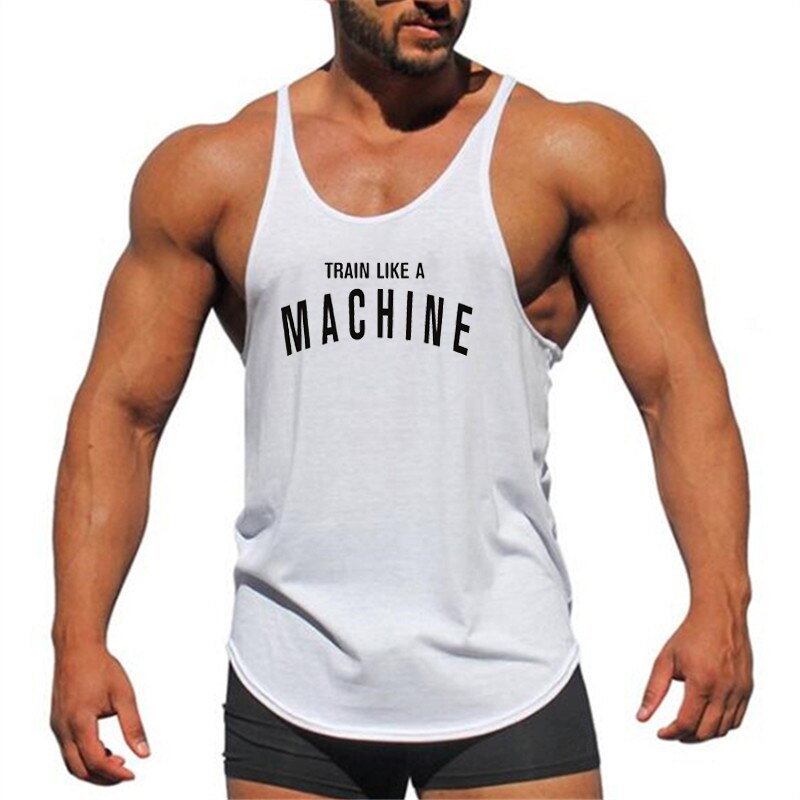 Gym Mens Tank Top Vest Muscle Fashion Sleeveless Stringer Brand Back Clothing Bodybuilding Singlets Fitness Workout Sports Shirt