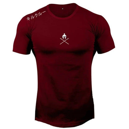 Men T Shirts Fashion Summer Bodybuilding Letter Printed Tshirt Men GYM Fitness Workout  O-Neck Show Muscle