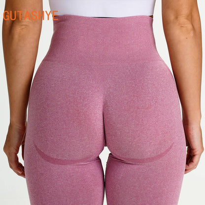 Sport Seamless Booty Leggings Women Pink Elastic High Waist Tummy Control Gym Fitness Legging Tight Yoga Pant Booties Legging