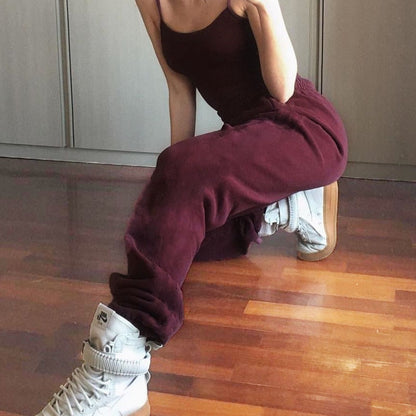 Rockmore Baggy Pencil Pants Women Black Winter Wide Leg Sweat Pants Oversized Joggers Streetwear High Waisted Trousers