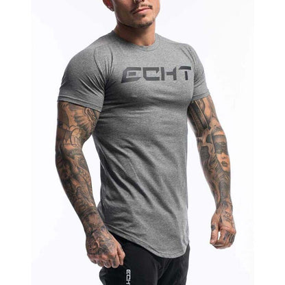 Men's Fashion T Shirt Men Tops Summer Fitness Bodybuilding Clothes Muscle Male Shirts Cotton Slim Fit Tees