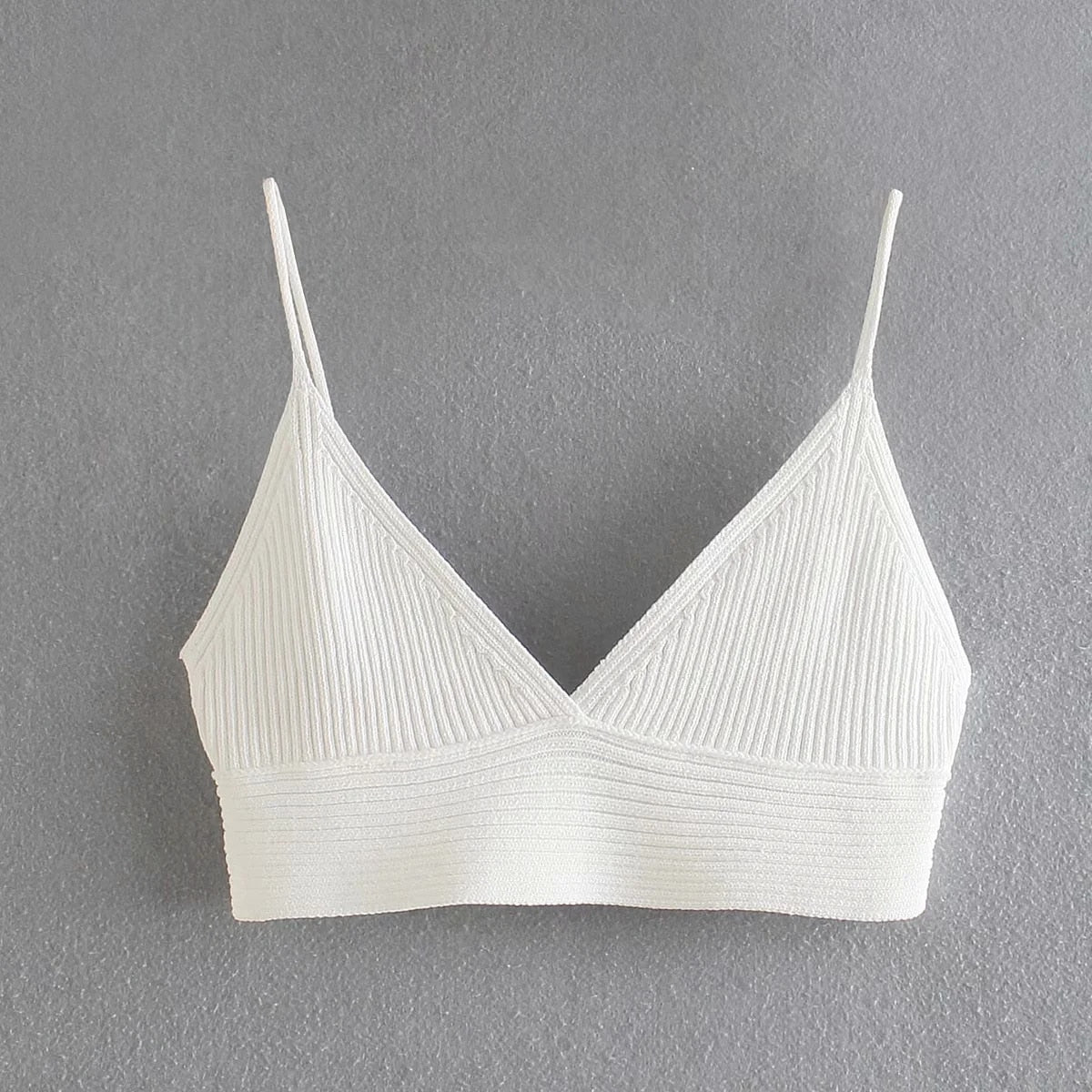 Fashion Women White Knitted Crop Top Sexy Bra Summer Camis Vintage Backless Strap Female Chic Tank Tops