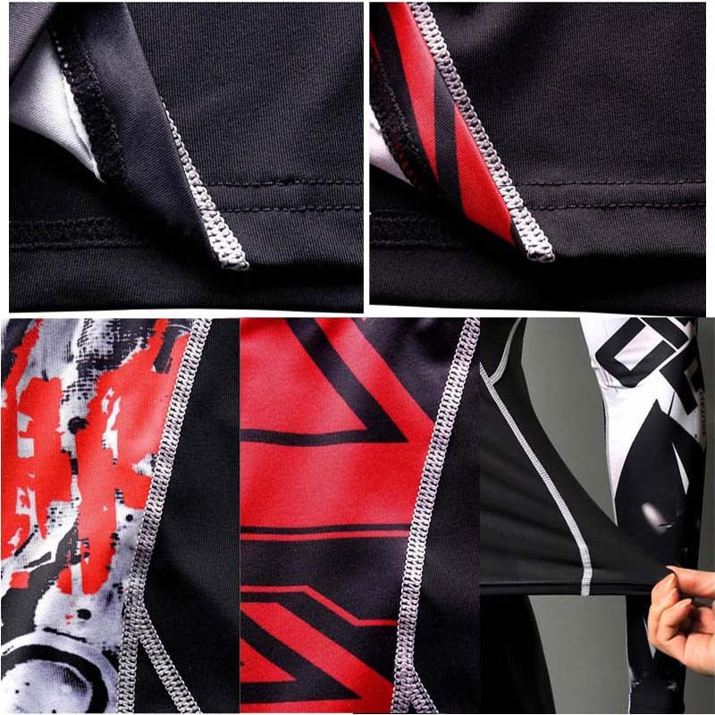 Man Compression Sports Suit Quick Drying Perspiration Fitness Training MMA Kit Rashguard Male Sportswear Jogging Running Clothes