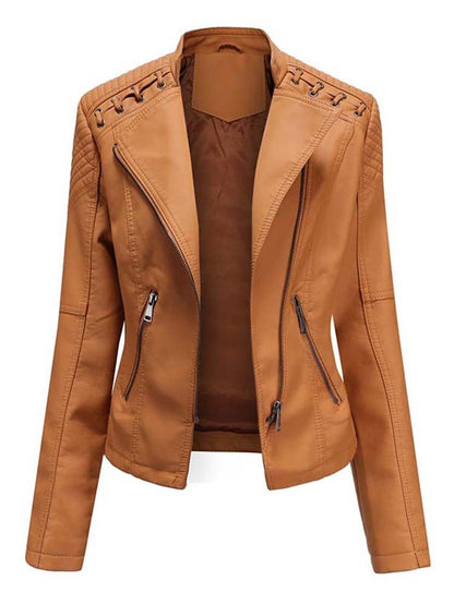 Autumn Winter Pu Faux Leather Jackets Women Long Sleeve Zipper Slim Motorcycle Biker Leather Coat Loose Female Outwear Tops 4XL