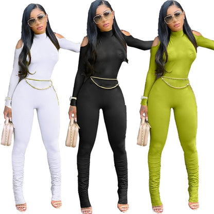 Bandage Bodycon Jumpsuit Long Sleeve Stacked One Piece Jumpsuit Women Fall Clothing 2022 Overalls Party Sexy Jumpsuit Clubwear