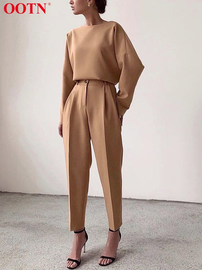 OOTN Office Lady High Waist Khaki Pants Women 2023 Autumn Fashion Casual Trousers Zipper Pocket Solid Female Brown Pencil Pants