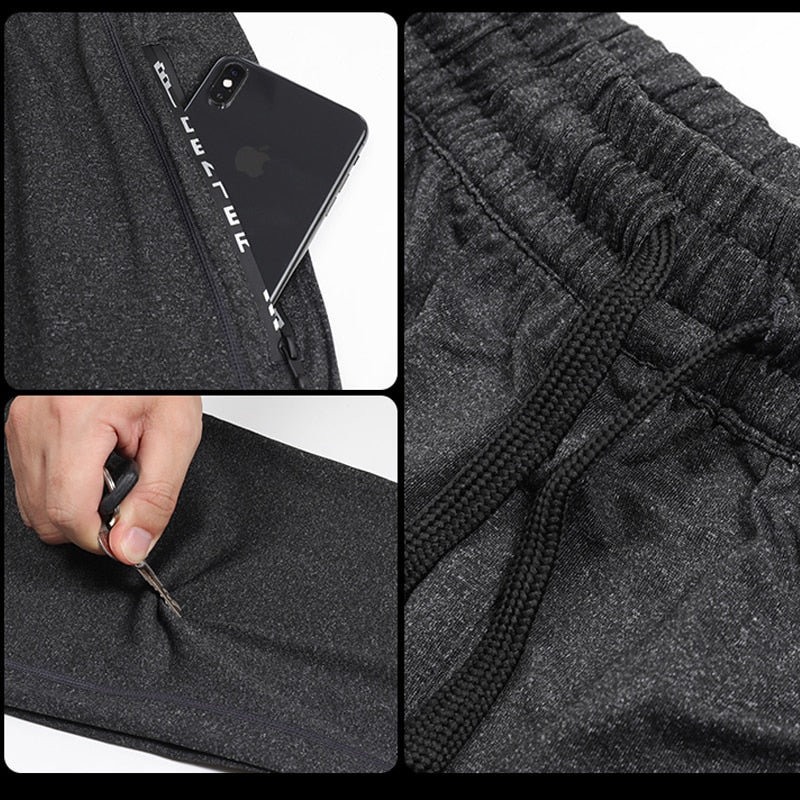 Men's Running Pants  Quick-Dry Thin Casual Trousers Sport Pants With Zipper Pockets  Sportswear Running  Jogging Sportpants