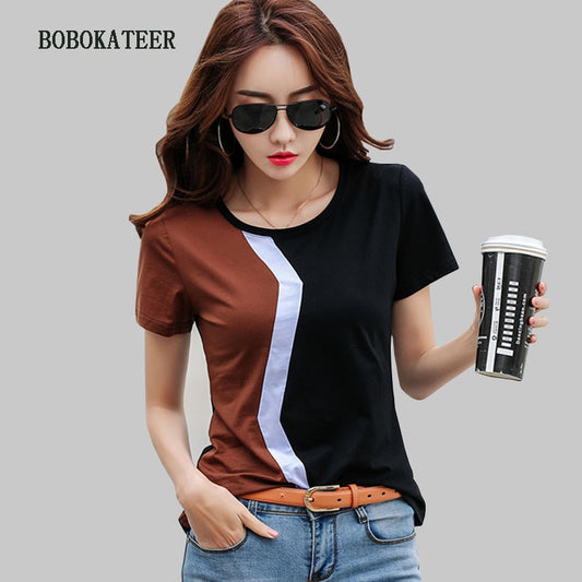 BOBOKATEER camisetas mujer verano 2023 cotton t shirt women clothing casual t-shirt o-neck tshirts summer tops tee shirt femme