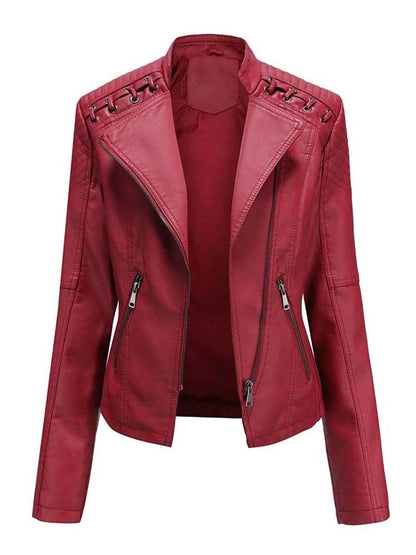 Autumn Winter Pu Faux Leather Jackets Women Long Sleeve Zipper Slim Motorcycle Biker Leather Coat Loose Female Outwear Tops 4XL