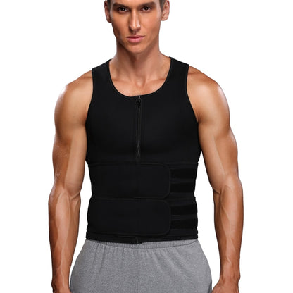 Men Body Shaper Sauna Vest Waist Trainer Double Belt Sweat Shirt Corset Top Abdomen Slimming Shapewear Fat Burn Fitness Top